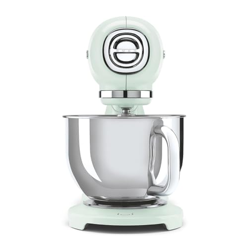 Image of SMEG SMF05 Forte 5-Qt Stand Mixer with 750W Motor, Smooth Start & SteadyMix, Flex Edge Beater, 10 Speeds, Stainless Steel Bowl - Retro 50's Style Planetary Mixer for Dough, Baking & Desserts-Green