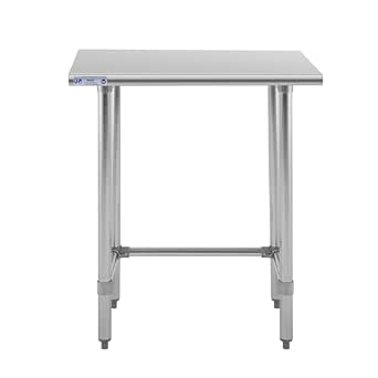 Hally Open Base Stainless Steel Table 24 x 30 Inches, NSF Commercial Heavy Duty Prep & Work Table with Galvanized Legs for Restaurant, Home and Hotel