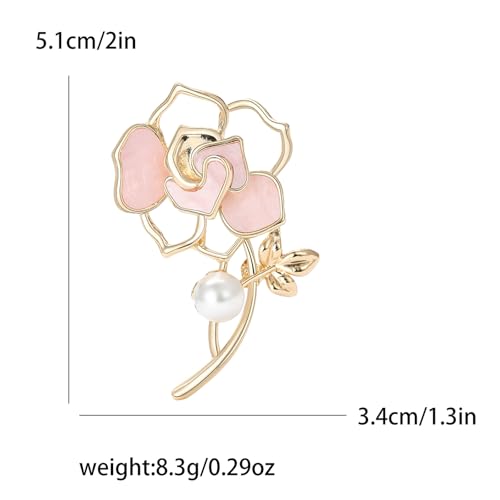 Image of Rhinestone Flower Brooch 18K Gold Plated Flower Floral Brooch Elegant Pearl Lapel Pin Costume Jewelry Thanksgiving Day Birthday Wedding Gifts for Mom Wife