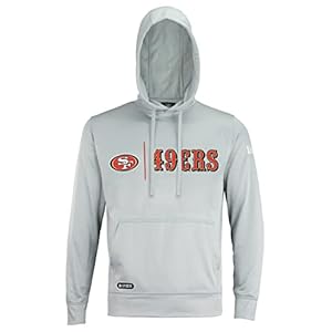 New Era NFL Men’s Cool Grey Gametime Pullover Performance Hoodie, Pro Football Sweatshirt, San Francisco 49ers, Large