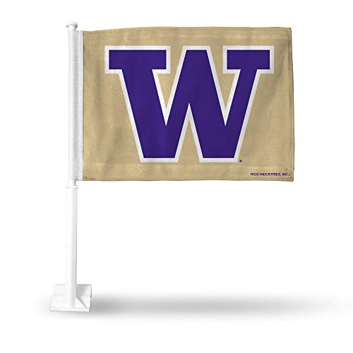 Rico Industries NCAA Washington Huskies Gold Double Sided Double Sided Car Flag - 16