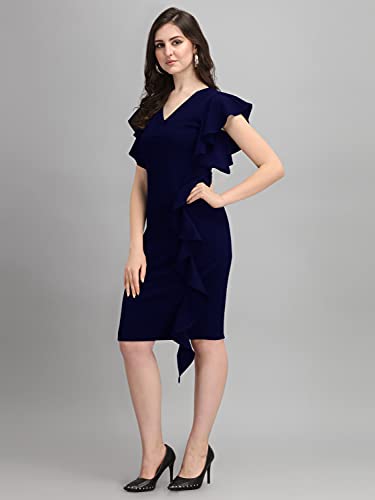 Image of Sheetal Associates Women's Short Sleeve V-Neck Bodycon Casual Mini Dress
