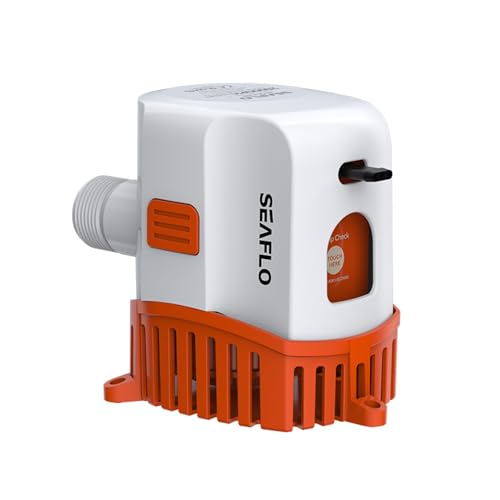 Image of SEAFLO 17-Series 2000 GPH Automatic Bilge Pump - 12V, Submersible Boat Pump, Marine Bilge Water Removal, Dual Outlet inch Intake 1 ⅛ inch Discharge, Compact Design, 4 Year Warranty