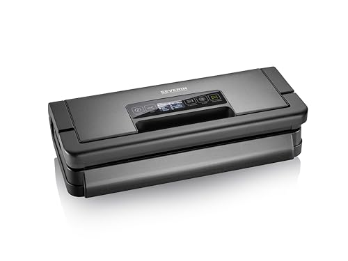 SEVERIN Vakuumiergerät, Vakuumierer zum Konservieren von Lebensmitteln, flexibel einsetzbares Folienschweißgerät mit leistungsstarker Vakuumpumpe, schwarz / Edelstahl, FS 3628