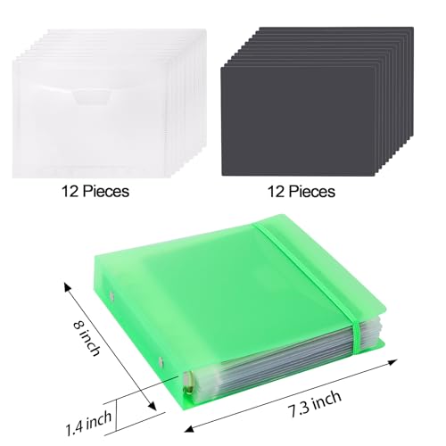 Image of UNIMEIX 12 Pcs Magnetic Sheets for Die Storage with 1 Binder Cover, 2 in 1 Storage Stamp and Die Storage Bags Die Cut Storage Supplies(0.8 mm Thickness, Green)