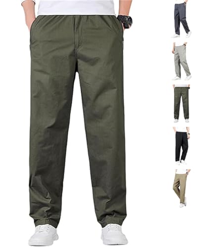 Puliam Mens Stretch Pants, Easetactic - Flex Fit Zipper-Pocket Pants, Men's Stretch Cargo Work Pant with Elastic Waist
