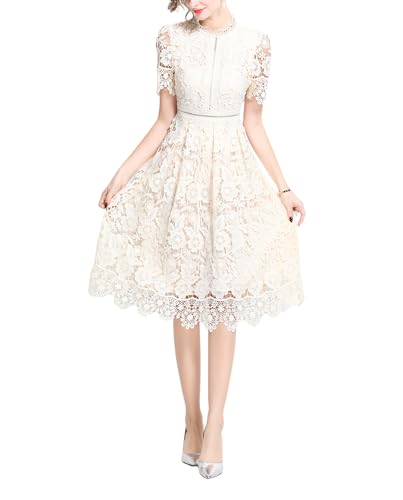Women's Short Dress Vintage Lace Elegant Floral Summer...