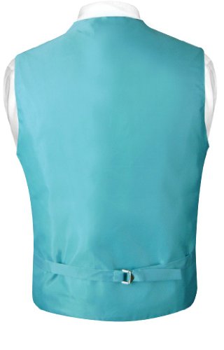 Vesuvio Napoli Men's Paisley Design Dress Vest & Bow Tie TURQUOISE AQUA BLUE Color BOWTie Set2