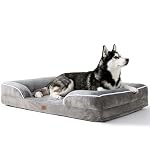 Orthopedic Dog Bed with Gel Memory Foam, Large Dog Couch Waterproof Pet Sofa with Removable Washable Cover, Non-Slip Bottom,Indoor & Road Trip, CertiPUR-US PetsBed, 41x27x6.5 in Grey