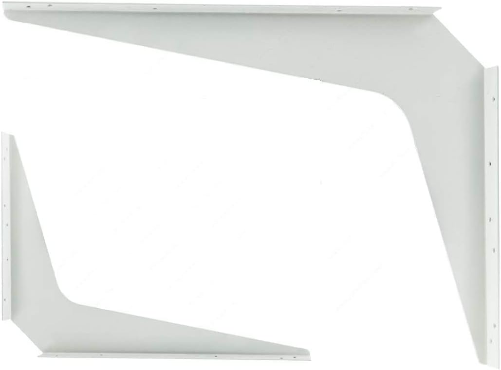 Kolossus RHC9910 Pair Heavy-Duty 1/8 Steel Construction Textured Powder-Coat White Finish Reversible Brackets (Left and Right) with 45 Degree Notch (21 X 15)
