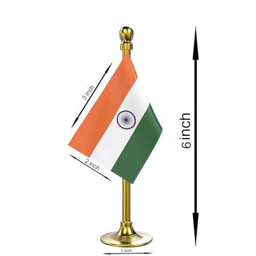 Image of The Flag Company Country flag for car dashboard | 2x3 Inch Flag with Elegant Golden Base & Pole | Car Dashboard Flag (India)