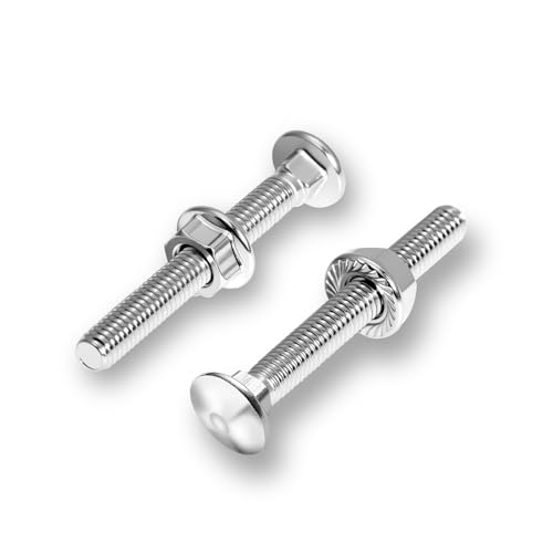 KINETOX 30pcs Boulons de carrosserie M6 × 30 mm Boulons a Tête Ronde DIN 603 avec Avec Écrou Hexagonal a Bride M6 Largement utilisé dans les machine la...