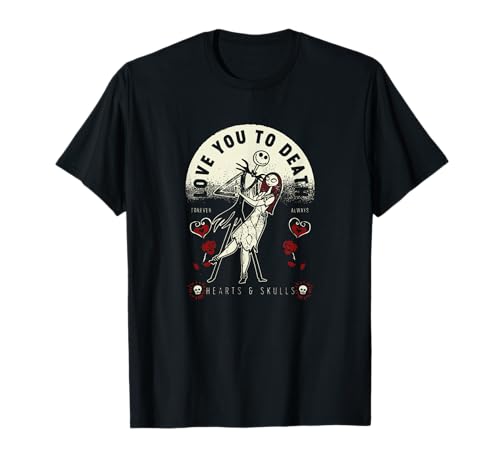T-shirt Disney Étrange Noël de Monsieur Jack pour la Saint-Valentin noir coton