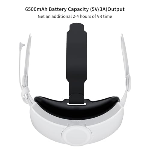 Image of ANNAPRO Battery Head Strap for Meta Quest 3 /Meta Quest 3S, Elite Strap with 8000mAh Battery Fast Charging Compatible with Oculus /Meta Quest 3S /3 Accessories, Enhance Comfort Extend Playtime, White
