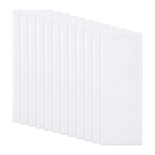 Image of 12 Pcs White Cross Stitch Bookmark, Blank Cotton Fabric Cross Stitch Book Marker with Embroidery Edge Rectangle Embroidery DIY Bookmark for Cross Titch Project (2.7 inchx7.4 inch)