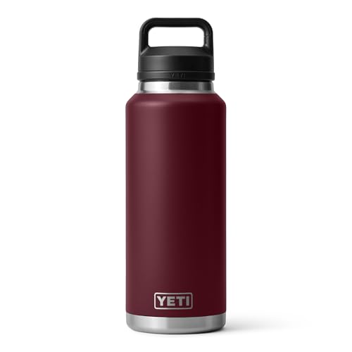 YETI Rambler 46 oz Bottle, Leakproof, Vacuum Insulated, Stainless Steel with Chug Cap, Wild Vine Red