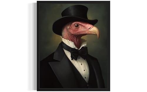 Vulture in Tuxedo Poster Art Print, Animal Portraits Humor Wildlife Artwork Wall Art for Bedroom, Living Room Decor Prints Gallery 20 (Vulture, 10"L x 8"W, Unframed)