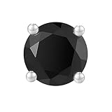 Sunshine Diamond Men's Diamond Earring, 4 Claw Black Single Stud with Screw Backs, 18K White Gold, 0.25ct - 0.50ct