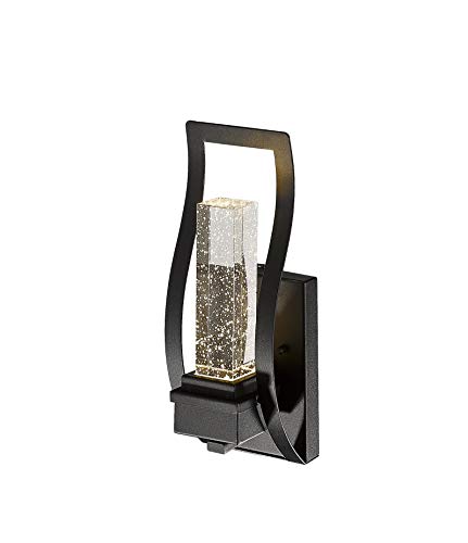 Bestshared Exterior LED Wall Sconces, Indoor Wall Mount Lighting, 1-Light Outdoor Wall Light Lantern in Black Finish with Bubble Glass (Black, 1 Pack)