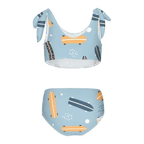 Girls Funny Skateboard Pattern Swimsuit Two Pieces Bikini Set Bathing Suits Swimwear Crop Top Swimsuit Set2