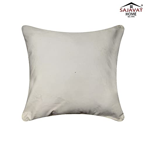 Image of SAJAVAT HOME Cotton Printed Cushion Cover Exclusive Edition 18x18 INCHES White & Beige (Pack of 1)