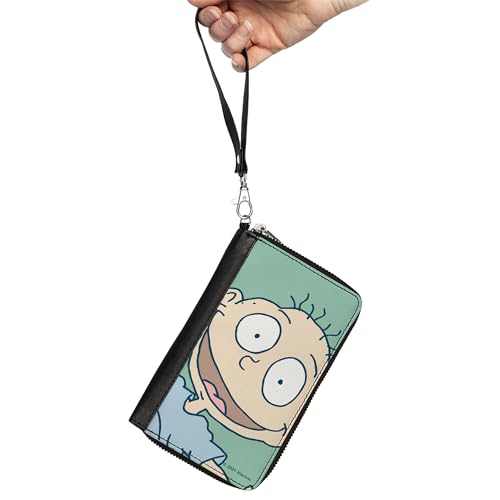 Nickelodeon Wallet, Zip Around, Rugrats Tommy Pickles Face Close Up Seafoam Green, Vegan Leather2