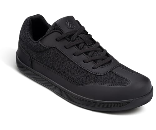 Image of LARNMERN Steel Toe Shoes Men Barefoot Safety Sneakers Walking Skate Non Slip Work Training Shoe 51654(8 Men, All Black)