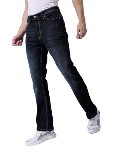Image of The Indian Garage Co Men Bootcut Solid Mid-Rise Stretchable Jeans