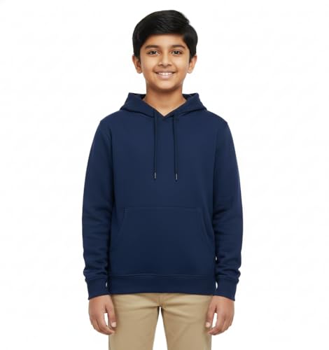 Image of Boy's Cotton Fleece Hooded Sweatshirt with Kangaroo Pocket