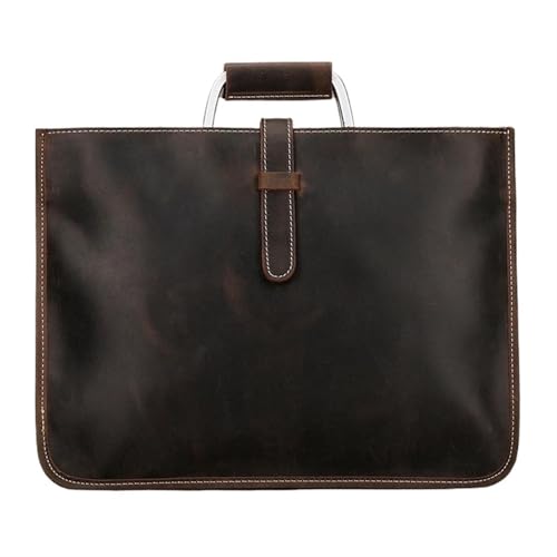 Maletín portátil vintage de cuero para hombre y bolso de mano delgado para el trabajo diario