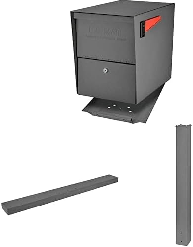 Mail Boss Package Master X4 In-Ground Mount Combo Kit Locking Metal Standard Mailbox - Granite