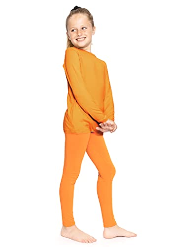 Image of STRETCH IS COMFORT Girls 2 Piece Hoodie Short Sleeve Long Sleeve Crew Neck Top and Leggings Set Kids Thermals Underwear Set