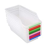 DIYEAH 8 Pezzi Cestini Organizzatori in Plastica per Frigorifero e Congelatore Contenitori Impilabili con Fondo Antiscivolo per Cucina e Ripostiglio Colori Casuali Colore Colore Casuale