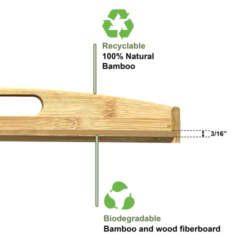 Bam & Boo - Natural Bamboo Serving Tray Extra Large Rectangular With Handles For Food, Drinks, Storage, Party, Wedding, Picnic(23.6” X 15” X 2.35”) #TOP5