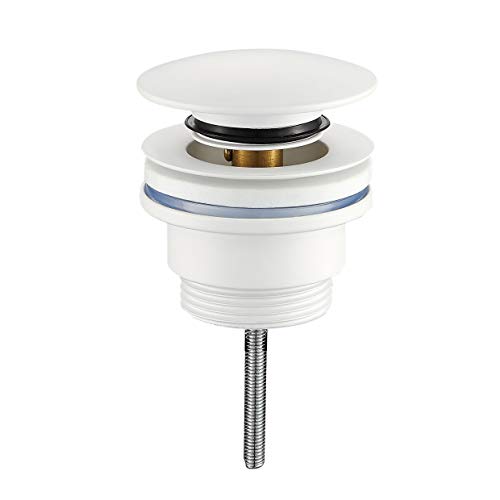STARBATH PLUS - Desagüe para Lavabo - Válvula Universal de Clic Clac - Color Blanco Mate - Compatible con Rebosadero y Sin Rebosadero - Ideal para Baños y Aseos