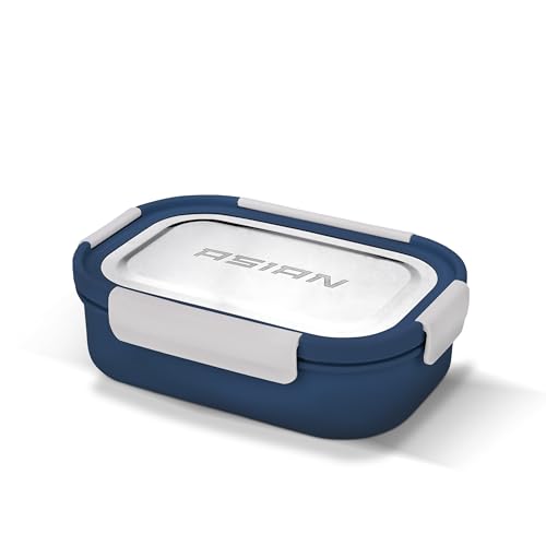 Image of Asian Plastowares - Snack Pack SS Lunch Box | Tiffin Box - Leak-Proof, Airtight | Lunch Box for Kids & Adults | Durable & Spill-Free School, Office, and College Tiffin | Navy Blue