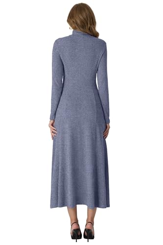 GRECERELLE Women's 2025 Fall Winter Casual Mock Neck Long Sleeve Flared Maxi Sweater Dress with Pockets (XS - 3XL)