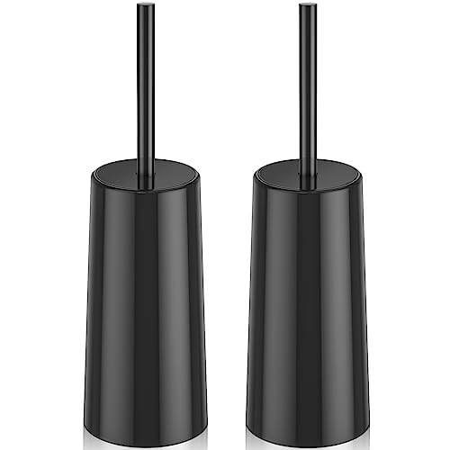 Toilet Brush and Holder, 2 Pack Toilet Brush Stainless Steel, Toilet Bowl Brush for Bathroom Toilet-Ergonomic, Elegant,Durable (Black)