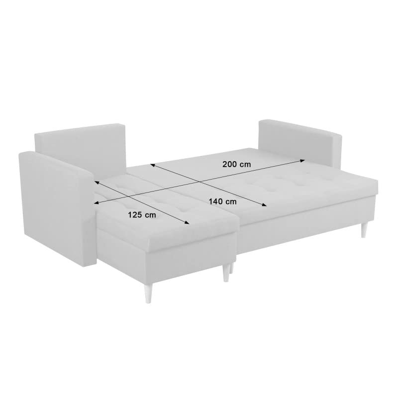 bonni Ecksofa Oslo mit Schlaffunktion, Eckcouch, Schlafsofa, L-Form Sofa, Polsterecke mit Bettkasten, Klappsofa, Schlafcouch, Bettsofa, Couchgarnitur, Sofagarnitur (beige) – Bild 8