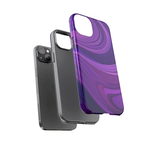 Coque rigide brillante iPhone 14 Plus motif abstrait vague violette moderne