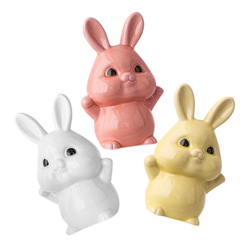 Figurine de lapin en céramique HJMMHX x3 pour décoration style chinois
