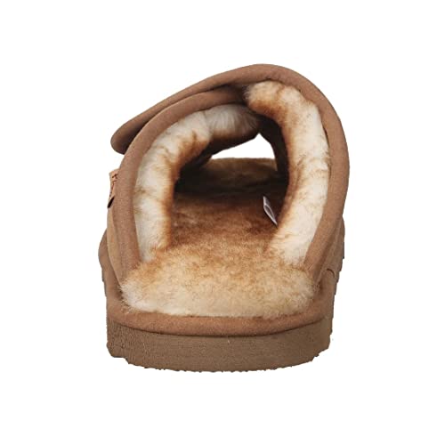PAMIR Men's Adjustable Sheepskin House Slippers with Memory Foam Indoor Outdoor Open Toe Scuff - Image 6