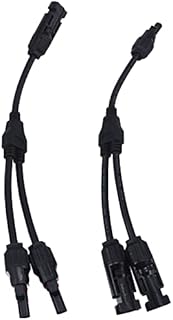 Leehitech 1 Pair Solar Panel Plug Y Connector 1 to 2 Y Type Solar Cable Plug (M/FF & F/MM) Waterproof Solar Panel Adapter Cable