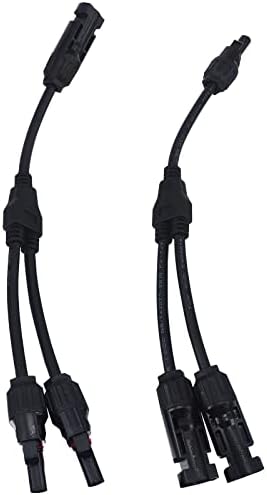 Leehitech 1 Pair Solar Panel Plug Y Connector 1 to 2 Y Type Solar Cable Plug (M/FF & F/MM) Waterproof Solar Panel Adapter Cable