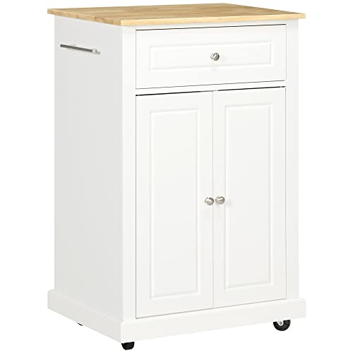 HOMCOM Rolling Kitchen Island Cart, Portable Serving Trolley Table with