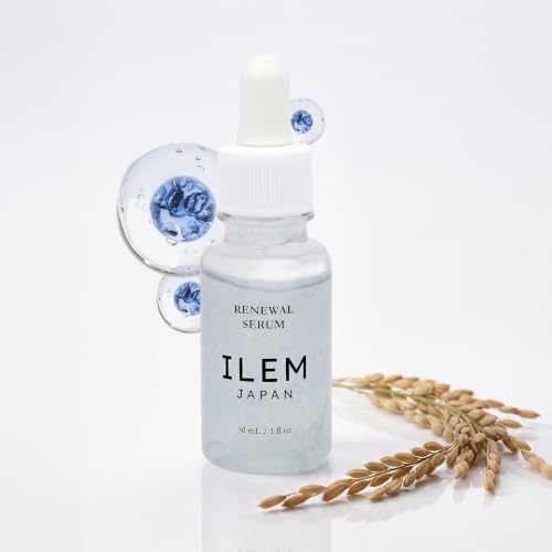 Image of ILEM JAPAN Renewal Serum 30ml | Bakuchiol Japanese Night Serum with Argireline & Peptides for Firmness, Elasticity and Sensitive Skin | Retinol Alternative for Fine Lines & Wrinkles | Vitamin C for Even Skin Tone, Rice Ferment + Hydration | Shea Butter, Skin Barrier