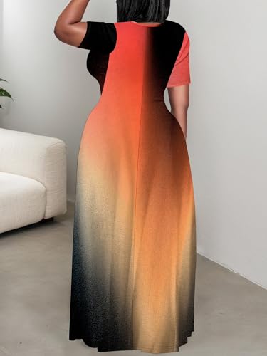 Image of SUZONANA Plus Size Dresses for Women Summer Casual Maxi Dress Short Sleeve Loose Vacation Dress