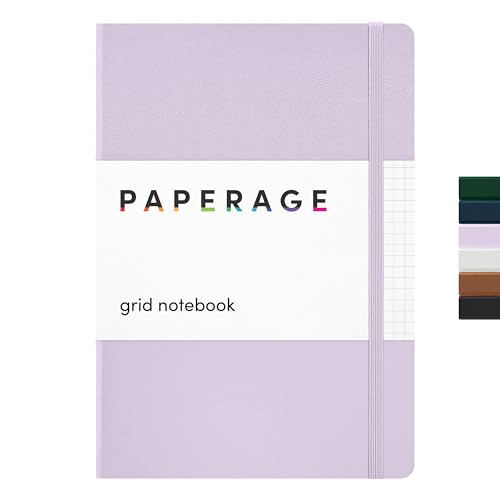 Image of PAPERAGE Graph Paper Journal Notebook, (Lavender), 160 Pages, Medium 5.6 in x 8 in - 100 GSM Thick Paper - Hardcover Grid Notebook for Work or School