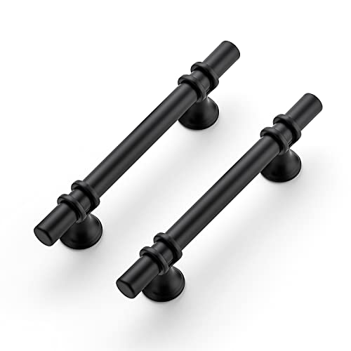 Image of Ravinte 30 Pack 6 Inch Cabinet Pulls Kitchen Cupboard Handles with Round Base Matte Black Drawer Pulls Cabinet Handles 6 inch Length,3.75 inch Hole Center