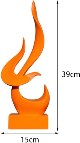 Estatua Abstracta Llama Decorativa en Resina Naranja miniatura 4